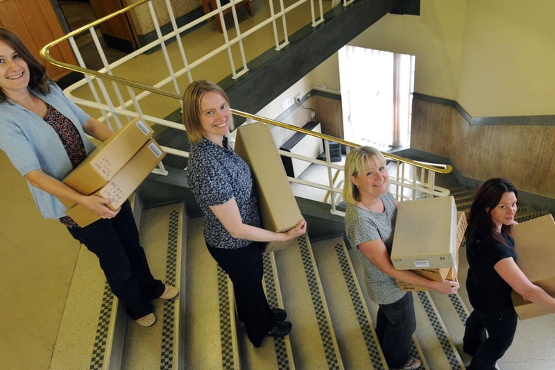 August 2012 and West Yorkshire Archive Service was on the move from Sheepscar Library to a new base in Morley. Pictured are Vicky Grindrod, Sara Land, Caroline Knight and Jenny Brierley.