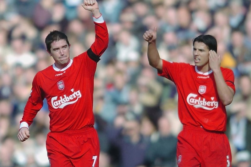 Harry Kewell celebrates after opening the scoring against his former club.
