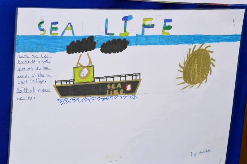 One of the pupils' pieces of work for the special project with Lancaster Port Commission to name their new boat.
