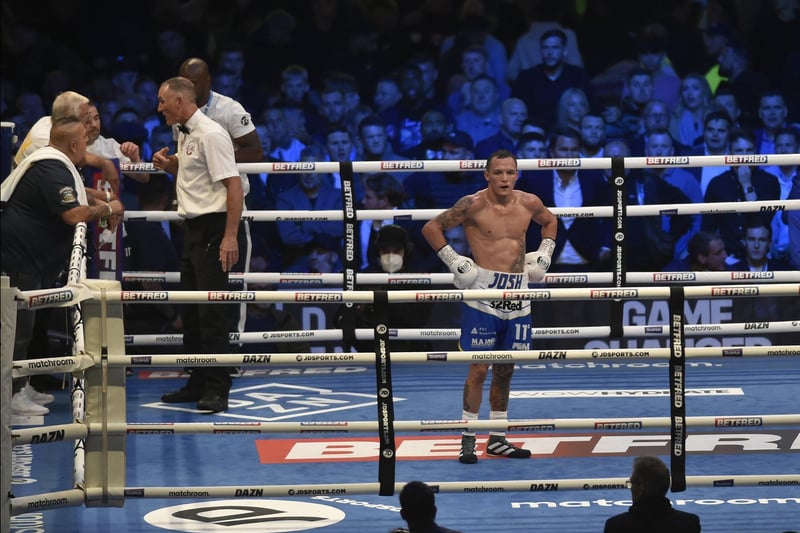 Josh Warrington after the fight was stopped