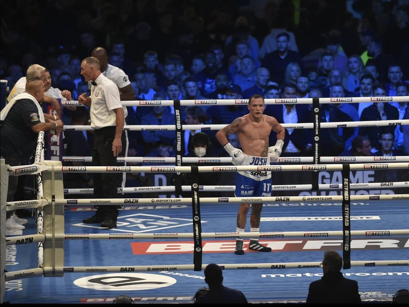 Josh Warrington after the fight was stopped