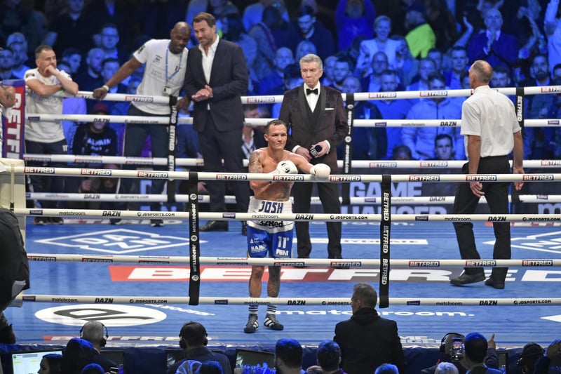 Josh Warrington at the end of the match