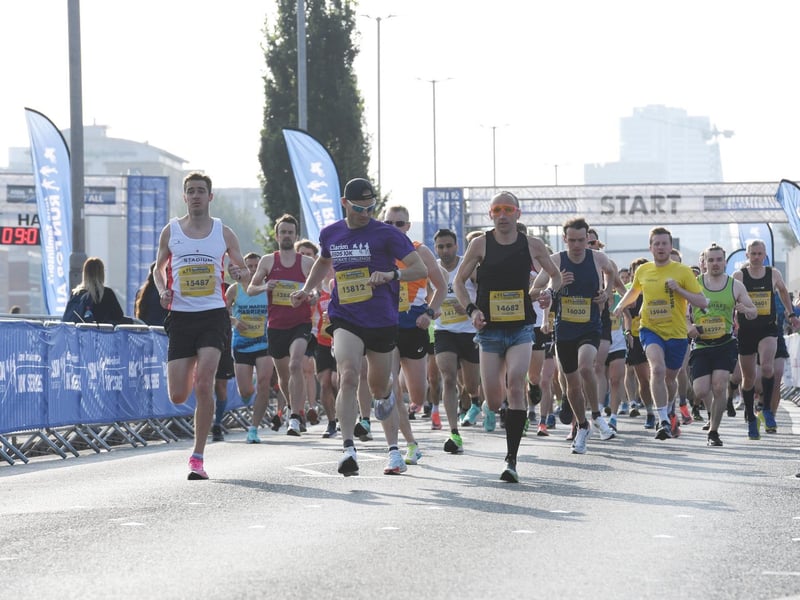 Runners cross the starting line of Leeds 10k