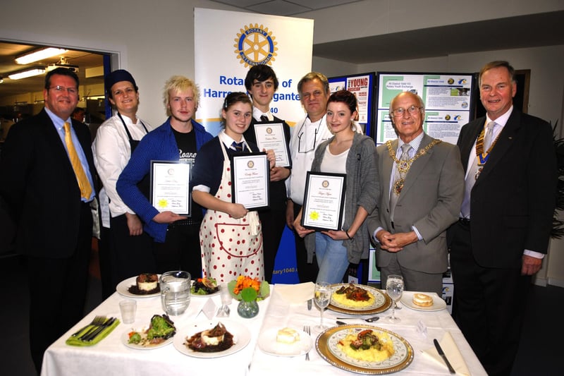Harrogate Brigantes host a Rotary Young Chef Competition held at Harrogate High School. The Mayor of Harrogate Bill Hoult, judges Bruce Gray, Stephanie Moon and Simon Cotton where among the guests congratulating winners Taryn Agar, Callum Finn and James Olley.