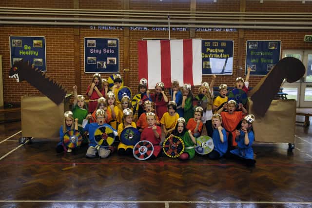 St Robert's Catholic Primary School pupils rehearse their viking production.
