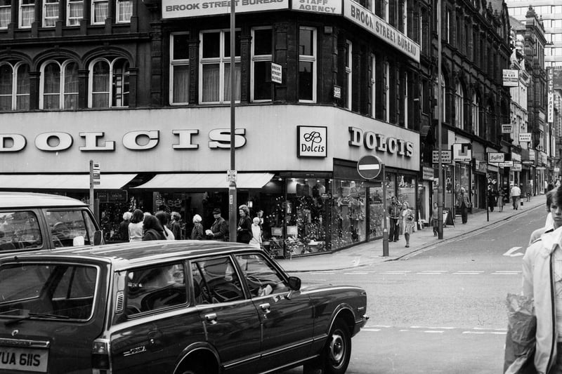 Albion Place at the junction with Briggate seen from King Edward Street pictured in April 1979.