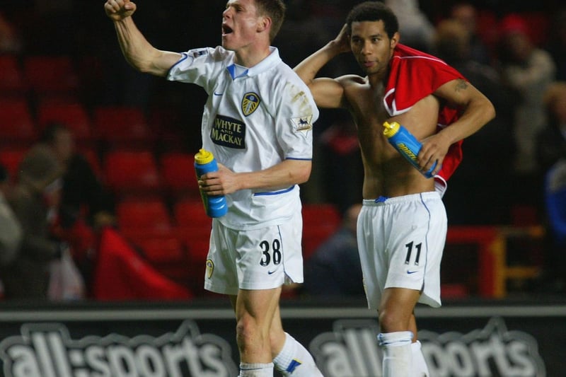 James Milner and teammate Jermaine Pennant celebrate after their Premiership win against Charlton Athletic at The Valley in November 2003.