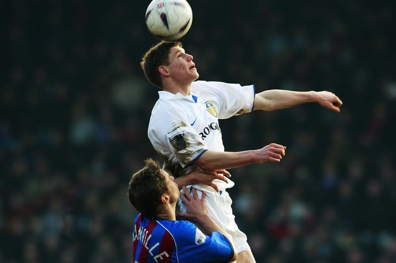 James Milner rises above Danny Granville of Crystal Palace during the FA Cup fifth round clash at Selhurst Park in February 2003.