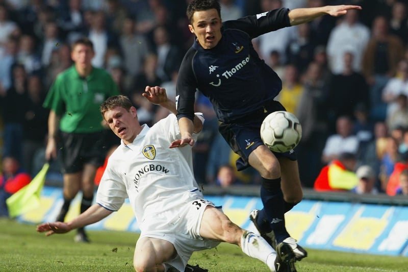 Tottenham Hotspur's Matthew Etherington skips past James Milner during the Premiership clash at Elland Road in April 2003. The game ended 2-2.