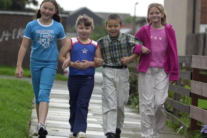Youngsters Charlotte Ling, Victoria Allen, Christopher Ling and Shauna Grayson walked around the Naburn estate in Whinmoor to raise money for the victims.