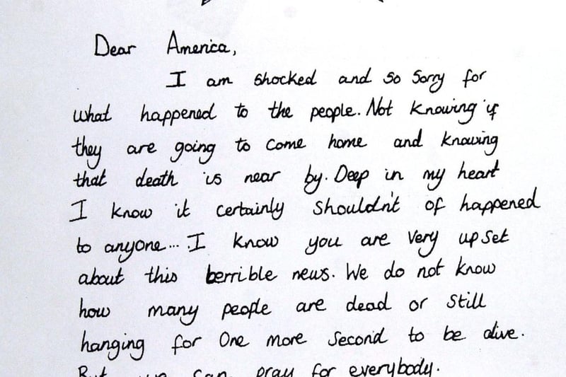 A leetter to America from a pupil at Greenmount Primary School in Beeston.