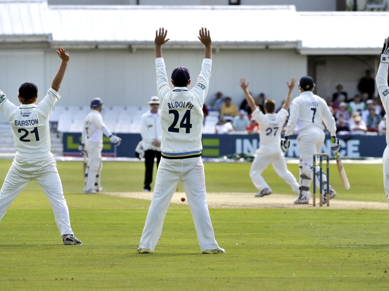 The Yorkshire fielders appeal