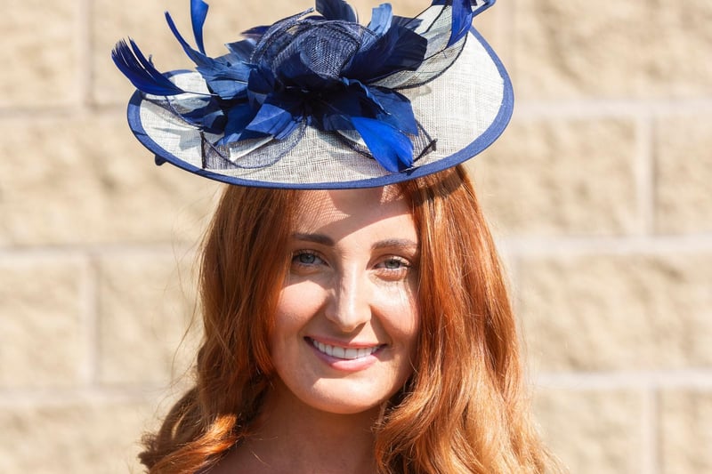 Danielle O'Donnell poses for a picture as she arrives at the famous St Leger Legends Day