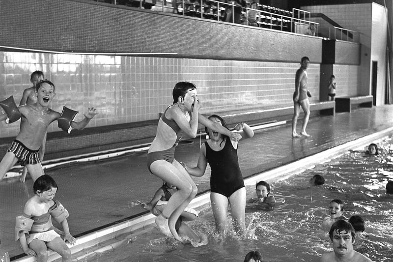 Cooling off at Hindley pool during the  long hot summer of '76