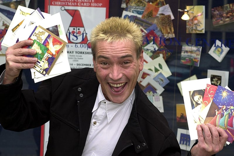 Comedian Billy Pearce launched the city's 2002 charity Christmas cards at Gateway Yorkshire in Leeds City Station.
