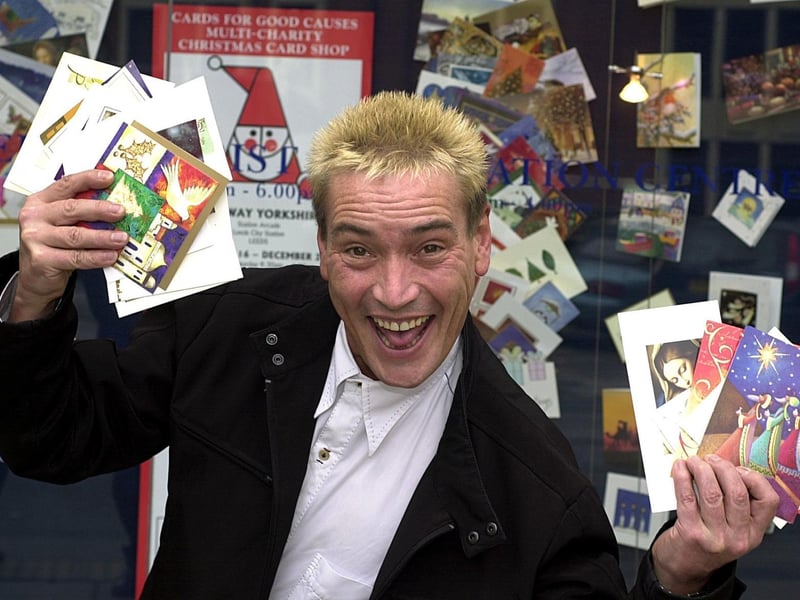 Comedian Billy Pearce launched the city's 2002 charity Christmas cards at Gateway Yorkshire in Leeds City Station.