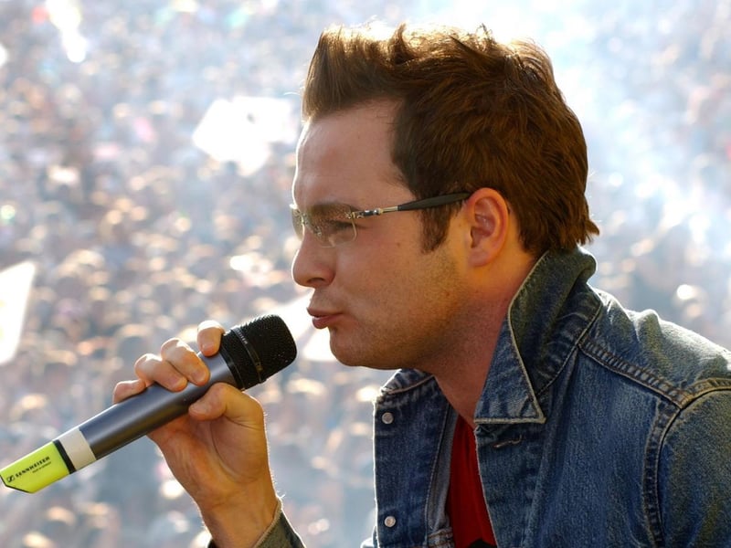 Westlife's Shane Filan belts out a hit during the Party in the Park  music extravaganza in July 2002.