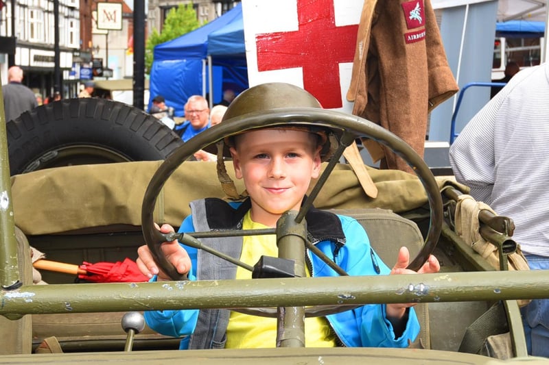 Kellin Bethel, seven, sat in one of the vintage vehicles on display.