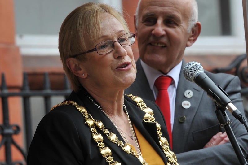 The Mayor of Wigan Coun Yvonne Klieve speaks at the event.