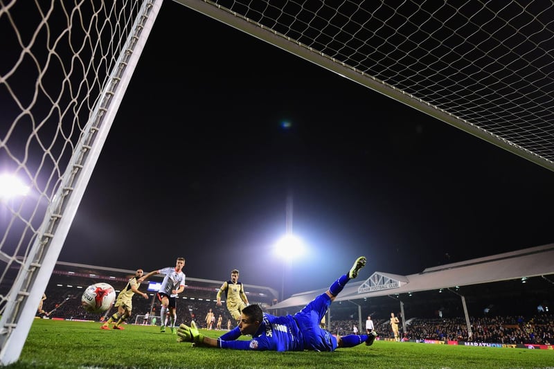 Marco Silvestri of Leeds United makes a save.
