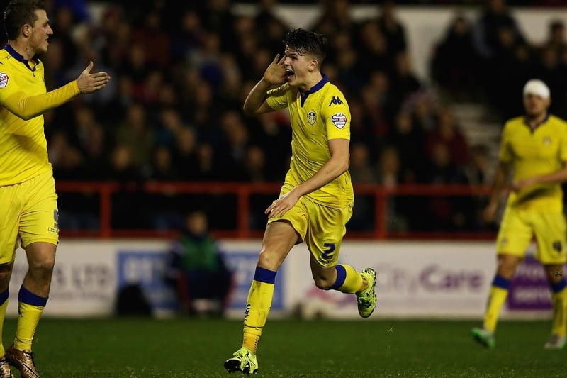 Sam Byram celebrates scoring during the Championship clash against Nottingham Forest at the County Ground in December 2015.