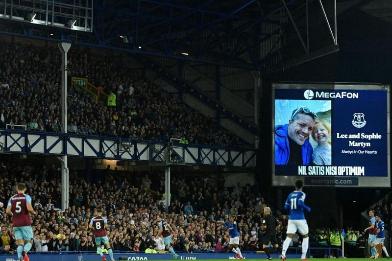 Burnley and Everton fans joined in a minutes applause for Lee and Sophie Martyn who were killed in the Plymouth shootings.