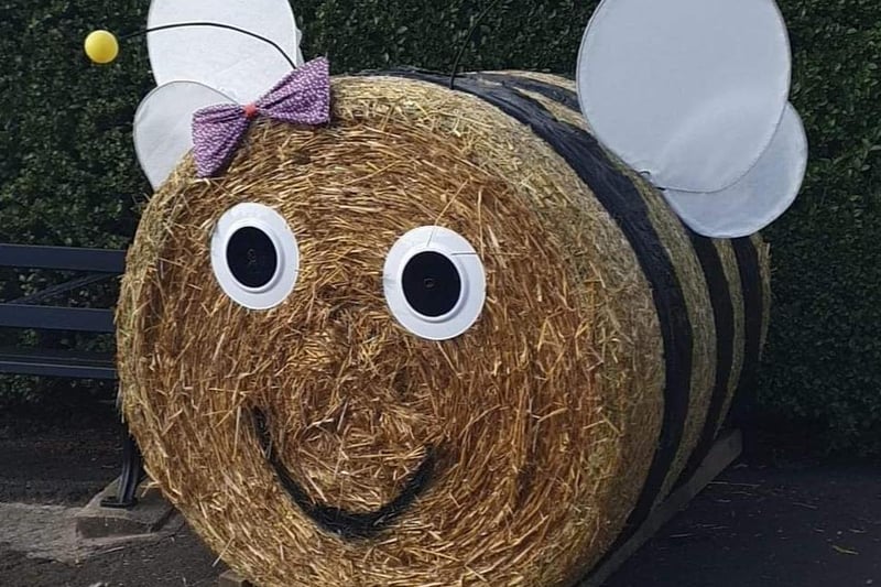 The giant hay bale bee was at Marsdens Funeral Home in Warton