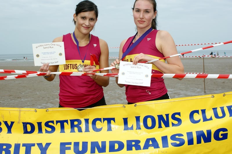 Angharad Owen and Megan Ellis, first and second lady, at Whitby Lions fun run.