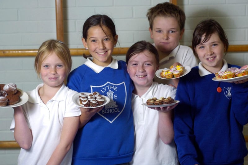 Pupils hold a Macmillan coffee morning at Lythe Primary School.