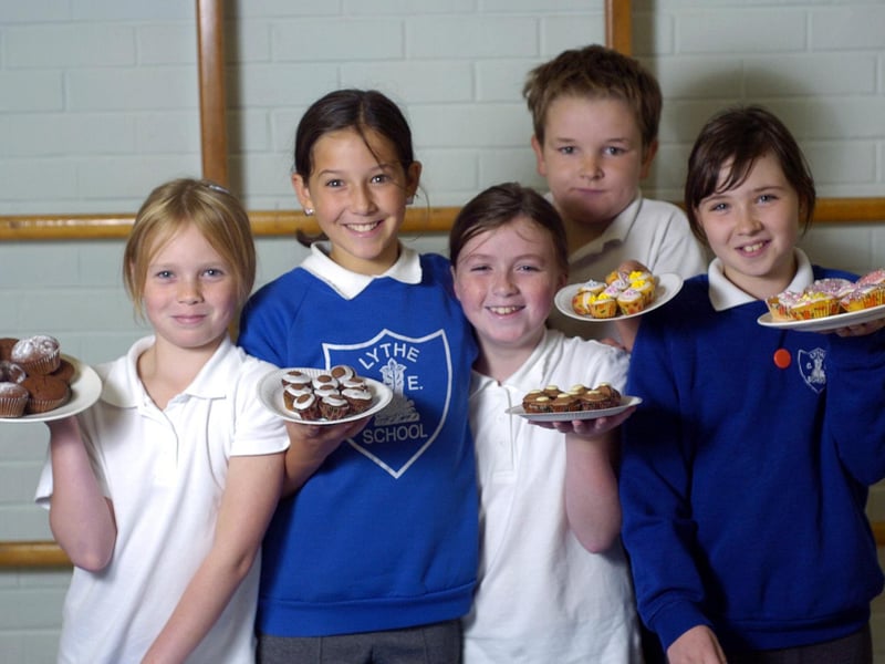 Pupils hold a Macmillan coffee morning at Lythe Primary School.