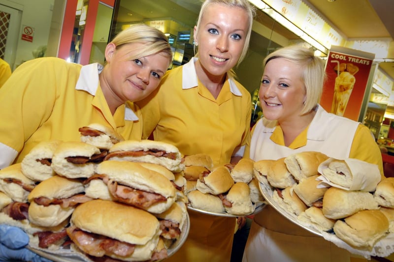 Harbour Bar staff welcome walkers with bacon sandwiches who were taking part in St Catherine’s Hospice Midnight Walk. From left: Dace Serga, Anna Snainton and Emily Wardman.