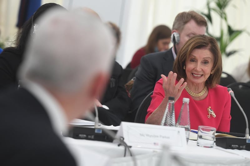 Nancy Pelosi, Speaker of the US House of Representatives, during the first panel discussion of the weekend.
Credit: ©UK Parliament/Jessica Taylor