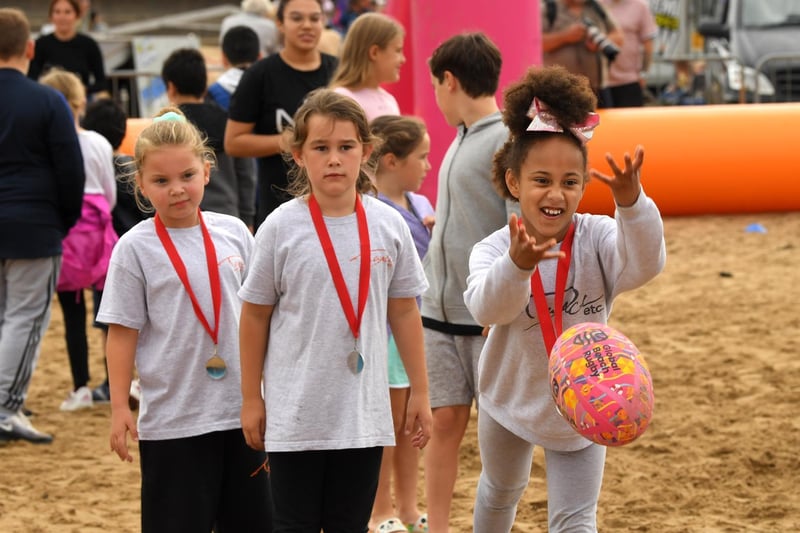 There youngsters were eager to give beach rugby a try - if you'll pardon the pun