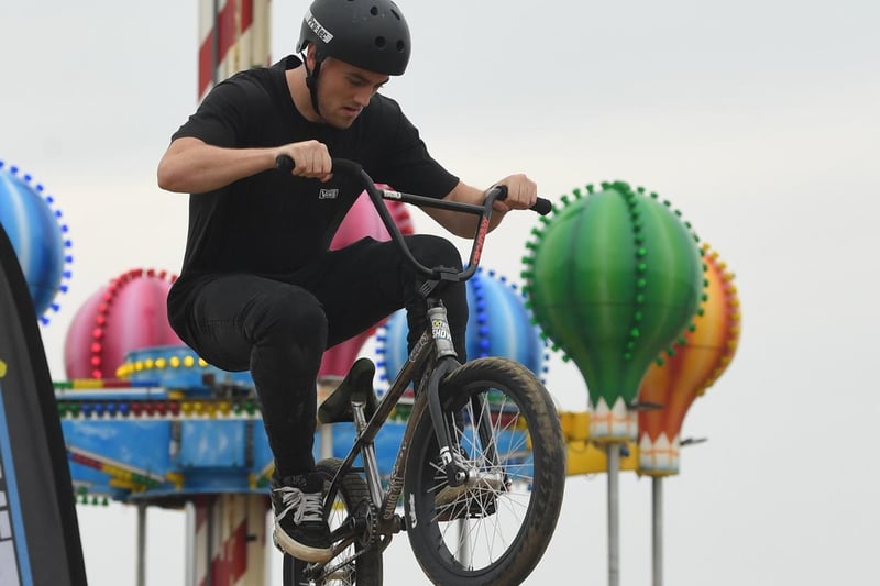 More spectacular action from a BMX bike display...