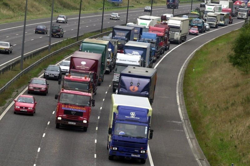 HGV staged a 'Go-Slow' protest on the M62 from Hartshead Services towards Leeds.