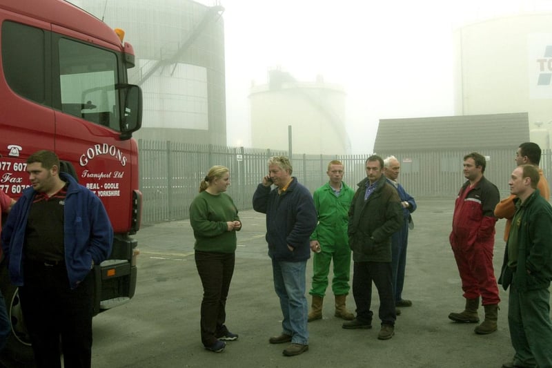 Farmers and hauliers block the Total distribution depot in Cross Green.