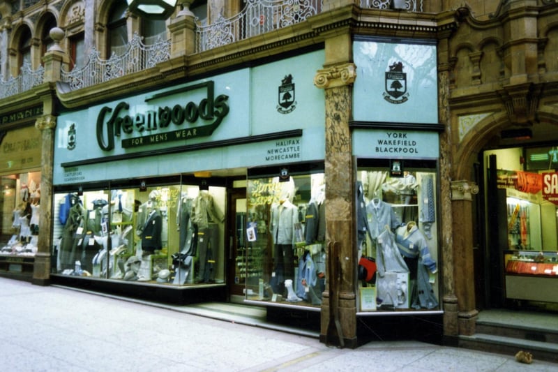 Greenwoods menswear in County Arcade pictured in October 1989.
