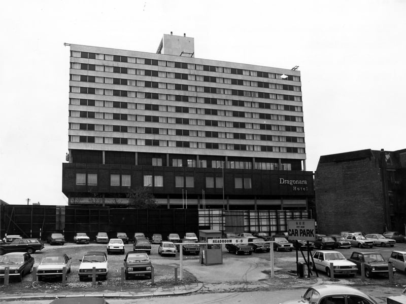 The Ladbroke Dragonara Hotel on Neville Street in November 1980. It is pictured from a car park on the opposite side of the road.
