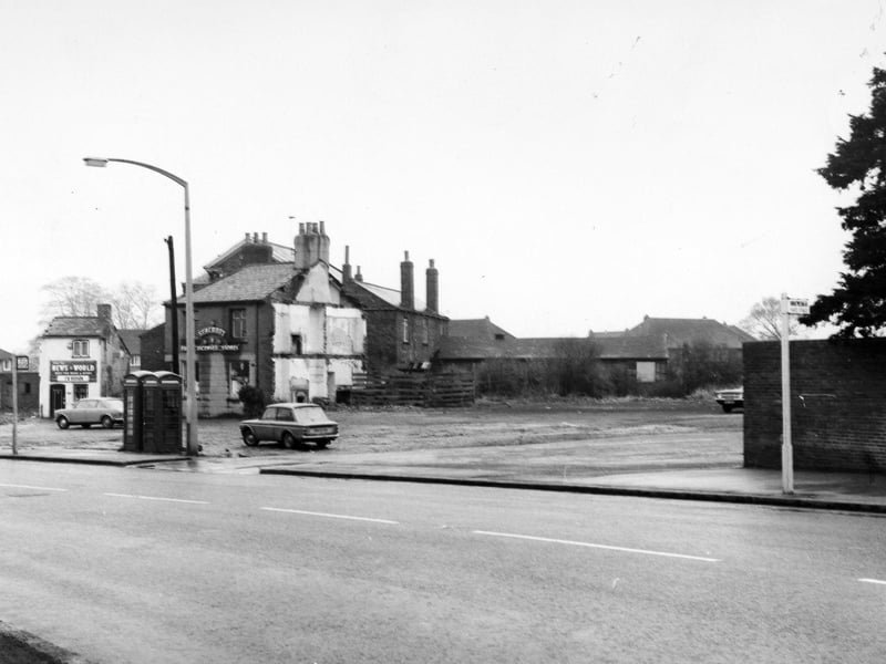An old off licence and newsagent's shop pictured in March 1974 before being demolished for redevelopment.