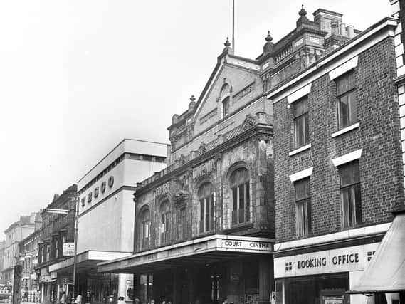 The Court Cinema on King Street, Wigan, which was due to close in September 1973. The Court had been a picture house for 33 years and the last film shown was The Sound of Music. To the left is the architecturally out of place Tesco supermarket