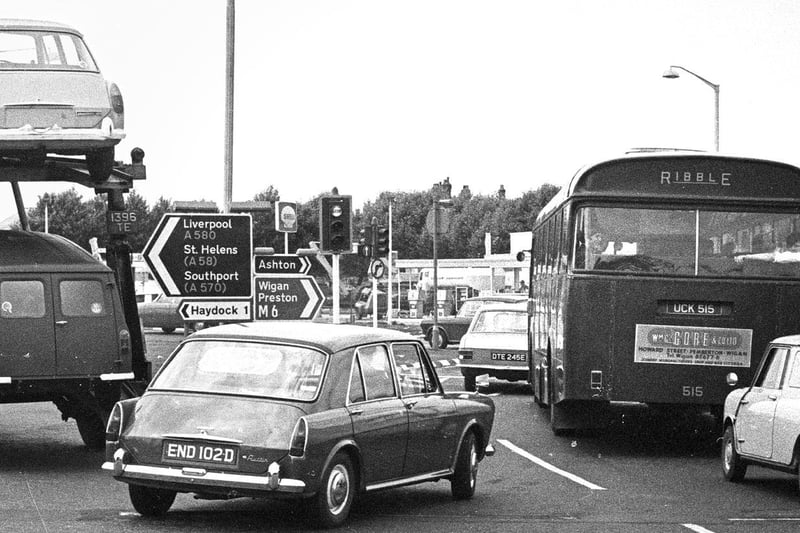 East Lancashire Road, the A580, at Haydock Island in 1968