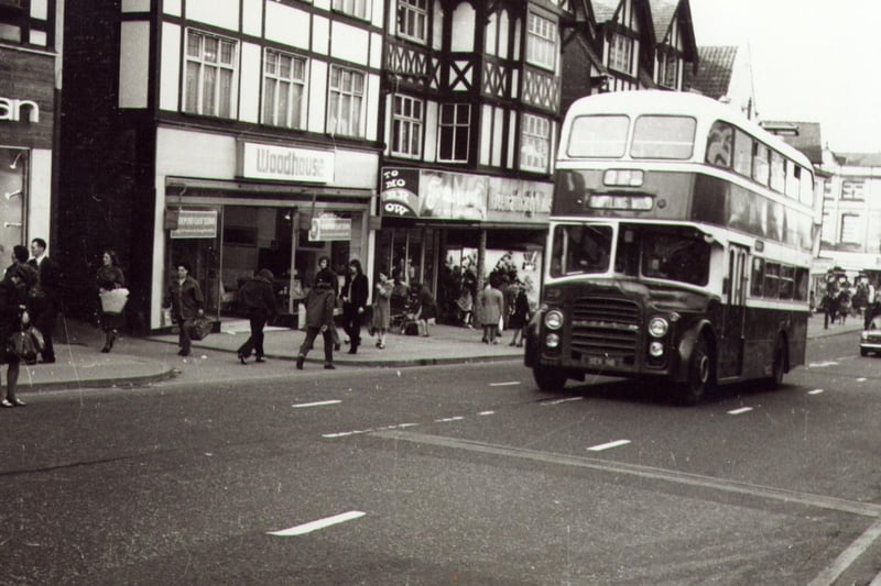 A Wigan bus in Standishgate, Wigan, in the 70s