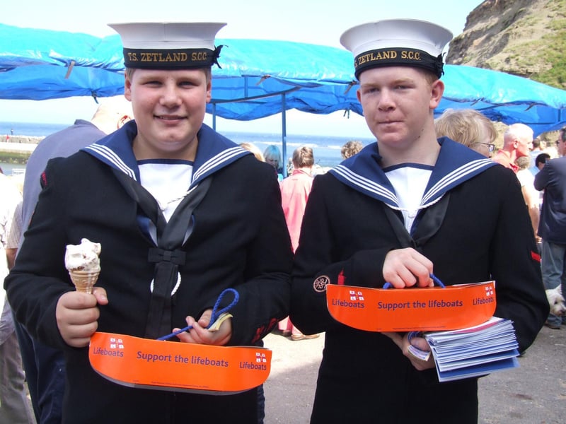 Two sea cadets raise funds for the RNLI at Staithes Lifeboat Weekend.