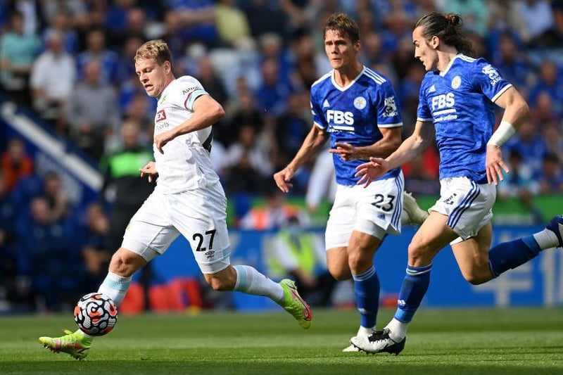 Matej Vydra starting a Premier League game for this first time this season runs clear of Soyuncu.
