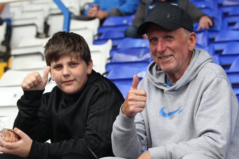 Two Preston supporters before the game at Birmingham