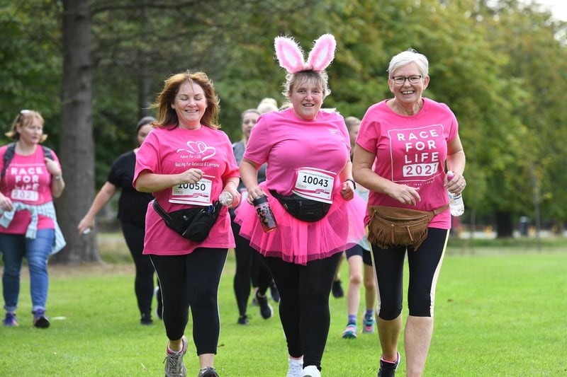 Fundraisers taking part in the Race For Life in aid of Cancer Research UK