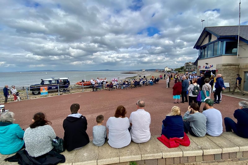 Crowds gather to watch the naming ceremony held for the new RNLI lifeboat in Morecambe. Photo by Chris J Coates