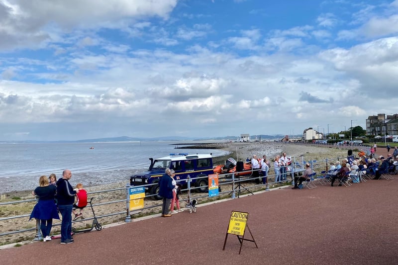 Crowds watch the naming ceremony held for the new RNLI lifeboat in Morecambe. Photo by Chris J Coates