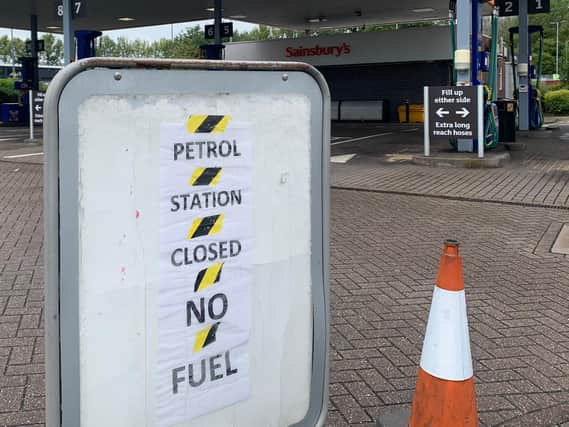 Closed sign at Sainsbury's petrol station, Worthington Way, Wigan