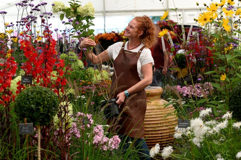 Claire Stead of Holden Clough Nurseries in their garden at the show